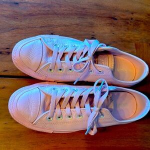 Converse all star pink leather chucks size 8